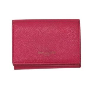 🦋YSL •Saint Laurent Trifold Compact Mini Wallet Pink Leather